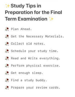 ✨ Study Tips for Final Term Examination ✨